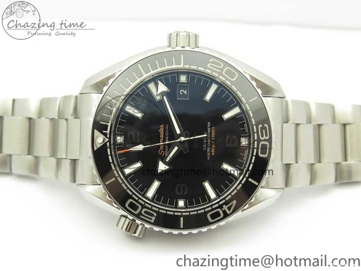 0407 Trendy Planet Ocean 43.5mm SS VSF 1:1 Best Edition Black Ceramic Bezel and Dial on SS Bracelet A8900 Super Clone 7973